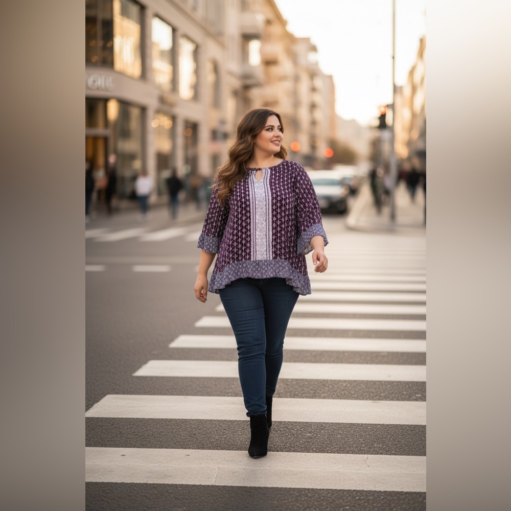 Lucky Brand Violet and Navy Blouse - Picture 5 of 8
